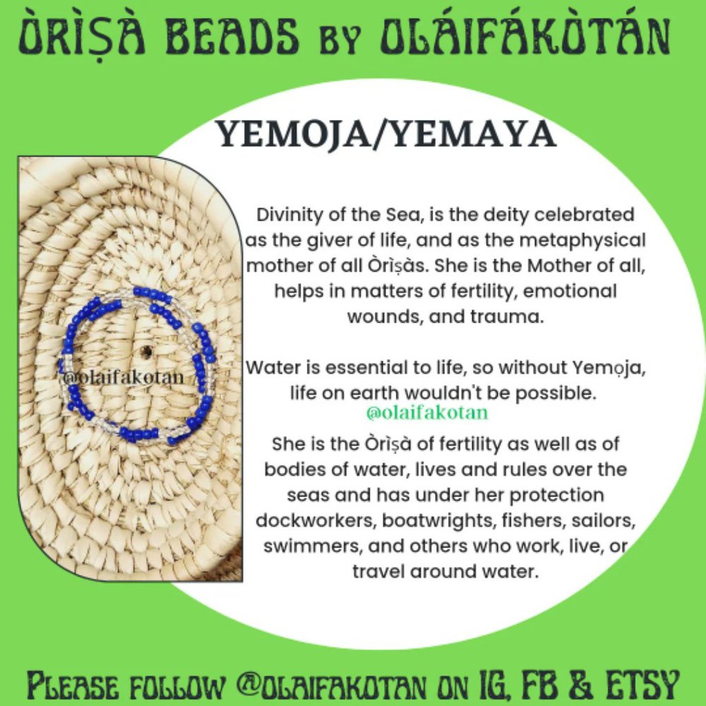 Ifa Orisa YEMOJA beads by Olaifakotan (Blue/White)
